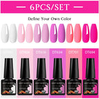 6pcs Nail Gel Polish Set Nude Pink Red UV/LED Nail Art Vernis Gel for Manicure Design All-Season Semi Permanent Quick Dry