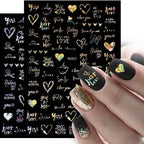 1PCS Laser Love Letter Nail Sticker Nail Art Decoration Flower Star supplies Decals Press On Nails Stickers Parts