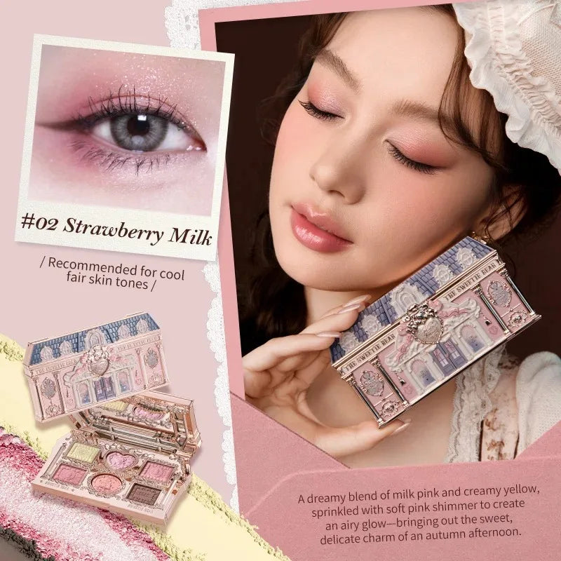Flower Knows Makeup Swan Ballet Eyeshadow Palette Natural Nude Matte Shimmer Strawberry Cupid Glitter Pigment Eye Shadow Pallete