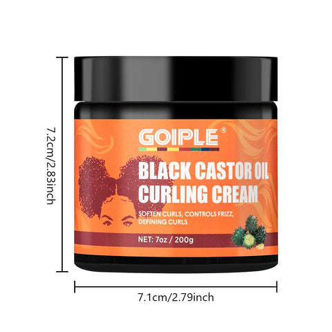 GOIPLE 200g Balck Castor Oil Curling Cream Define Curls Lightweight Moisturizing Detangle Knot No Sticky Residue Curling Cream