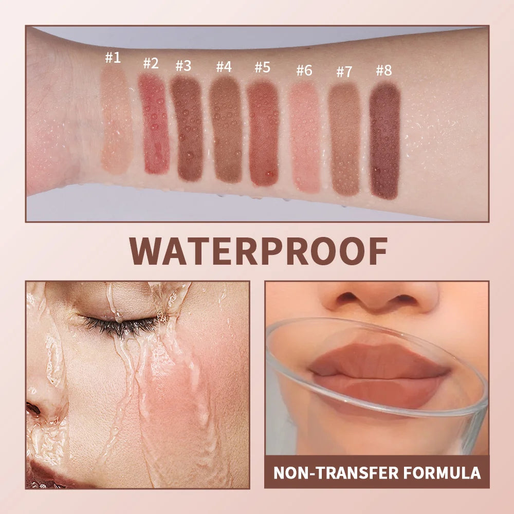 Lip Stain Air Cushion Lip Cream 2 in 1 Lip&Blush Waterproof Matte Lip Glaze Mouth Red Lip Mud Non-fading Non-stick Cup Makeup