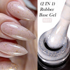 LILYCUTE Nude Crystal Rubber Base Gel Nail Polish Natural Color Semi Permanent UV Gel Soak Off Self Leveling Nail Gel Varnishes