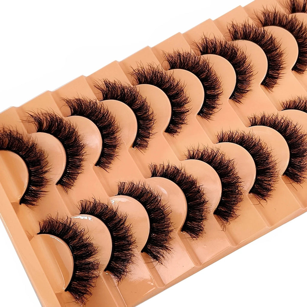 10 pairs of Russian striped eyelashes fluffy artificial mink eyelashes 3D fake eyelashes Russian curly eyelashes fake eyelashes