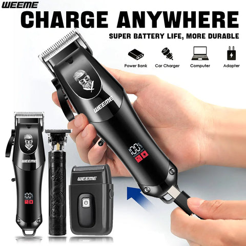 Professional Cordless Men's Barber Kit, 3-in-1 USB Rechargeable Hair Clipper & Beard Trimmer, Gift for Dad/Husband