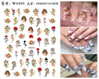 Nail Art Sticker Angel Flower Pattern Stickers Cupid Self-Adhesive Nail Decals Stickers Decoration Press on Nails Accessories