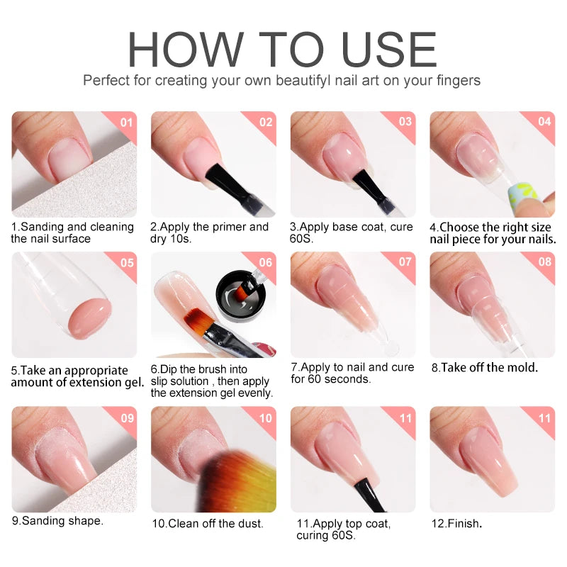 Poly Nail Gel Set for Extension Nails, Long Lasting, Natural-looking, Strong Builder Enhancement for Salon Manicure DIY at Home