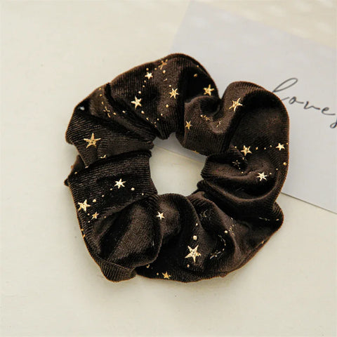 YHJ Velvet Star Scrunchies Elastic Hair Bands Women Girls Headbands Ponytail Holder Hair Ties Winter Fashion Hair Accessories