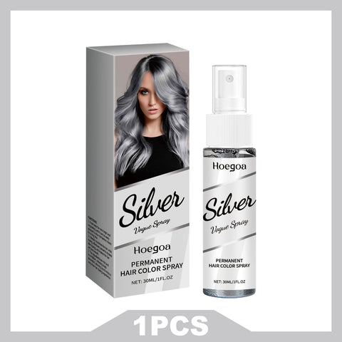 HOEGOA Silver Grey Hair Dye Spray Long-lasting Locking Color Plant Extract Formula Nourishing Roots Hair Care Prevent Dryness