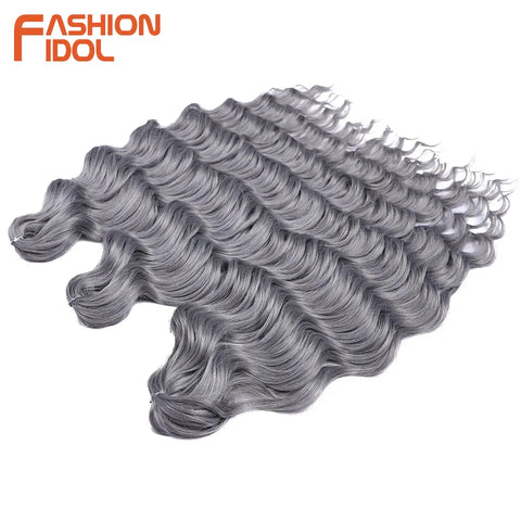 Anna Hair Synthetic Loose Deep Wave Braiding Hair Extensions 24 Inch Water Wave Braid Hair Ombre Blonde Twist Crochet Curly Hair