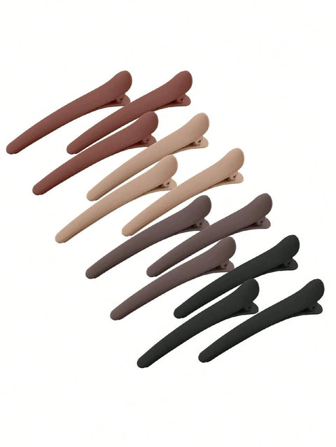 4/12Pcs Side Hair Clips, Salon Clips For Hair Cutting, Washing, Makeup And Styling, Ladies Matte Hair Clips,Back To School
