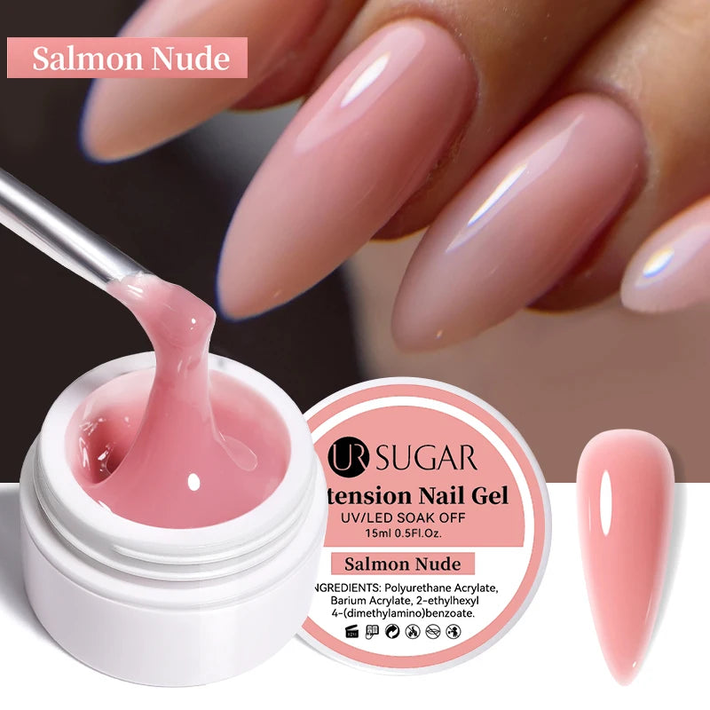 UR SUGAR Milky White Clear Pink Color 15ml Jelly Extension Nail Gel Polish Soak Off UV LED Gel Varnish Manicure Tips Tools