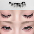 Cosplay Makeup False Eyelashes One Piece Hard Stem Baby Straight Natural Look Synthetic Fiber Strip Lashes 7-13mm C Curl Lash