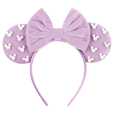 Disney Mickey 3.3"Velvet Ears Headband For Girls Soft Bow Hairband Halloween Festival Party Christmas DIY Hair Accessories