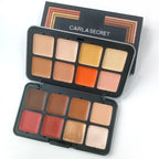 12-Color Iron Box Blusher Plate Multi-Color Cream Blush Plate Concealer Plate Contour and Highlighter Palette Makeup Blush Face