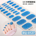 26Tips French Leopard Print UV Gel Toenail Sticker Bronzing Dye Gradient Cross-border Semi Baked Gel Nail Sticker UV Lamp Needed
