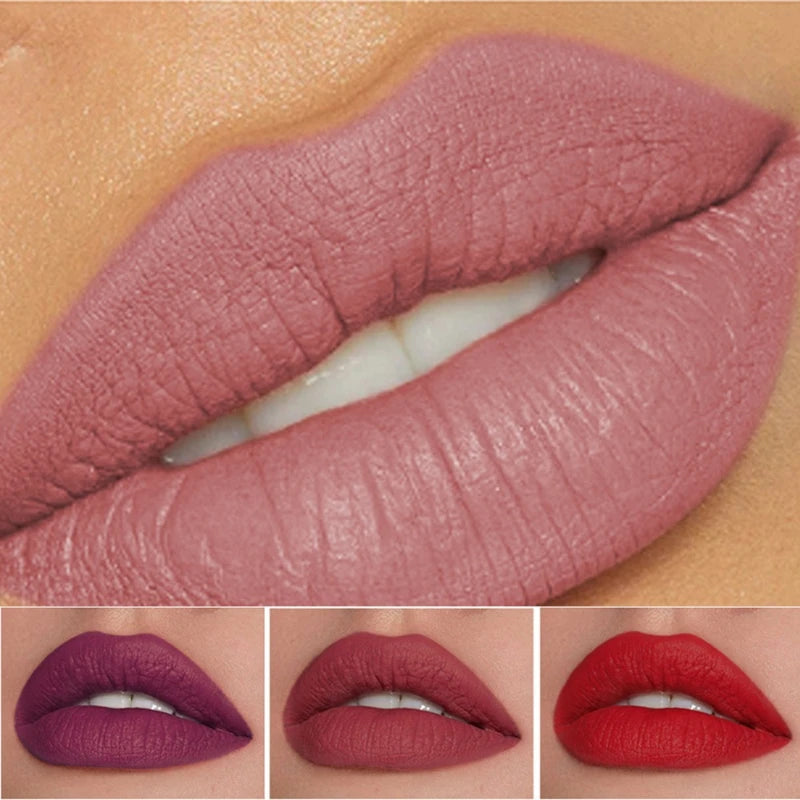 Matte Velvet Lipstick Waterproof Lasting Purple Tint Lip Gloss Non Stick Cup Moisturize Lipstick Not Fading Luxury Lips Makeup