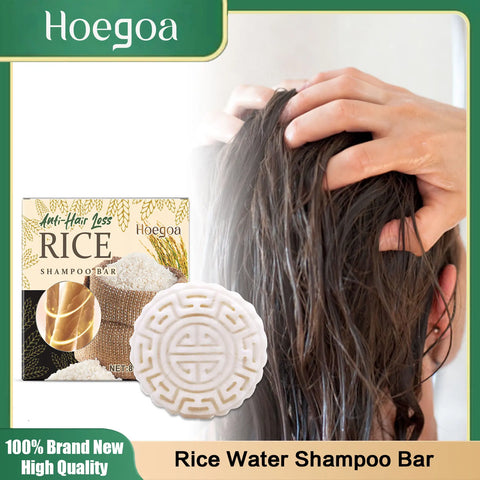 Rice Shampoo Bar Repair Damaged Hair Care Nourishing Scalp Improve Frizzy Split Ends Anti Dandruff Oil Control Hair Growth Soap