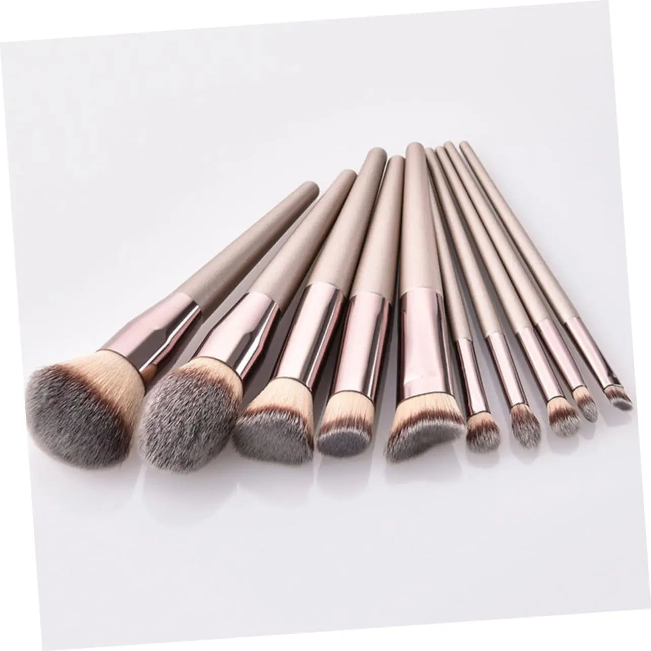 10PCS Vegan Brush Set - Air Cushion Nylon Bristles for Foundation/Contour/Eyeshadow (Beginners/Pros)