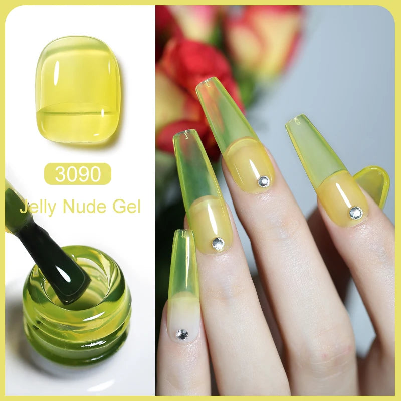 Arte Clavo Transparent Nude Pink Color Jelly Gel Nail Polish Semi Permanent 15ml Top Coat Soak Off UVLED Varnish Nail Art Design