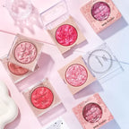 Multi-Color Glossy Blush Highlighter, Baking Process, Moisturizing and Glossy Makeup Effect, Light and Easy to Color with Texture, Facial Brightening, with Pearlescent Brightening Effect, Rose Blush Palette