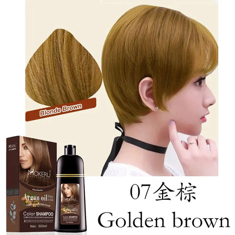 Mokeru Natural Organic Brown Hair Color Permanent Hair Coloring Shampoo Long Lasting Hair Dye Shampoo For Women Professional Dye