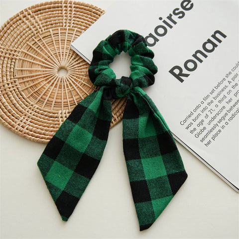 Ponytail Ribbon Hair Tie Santa Claus Elastic Hair Band Christmas Style Plaid Scrunchies Simple Fashion DIY Hair Accessories