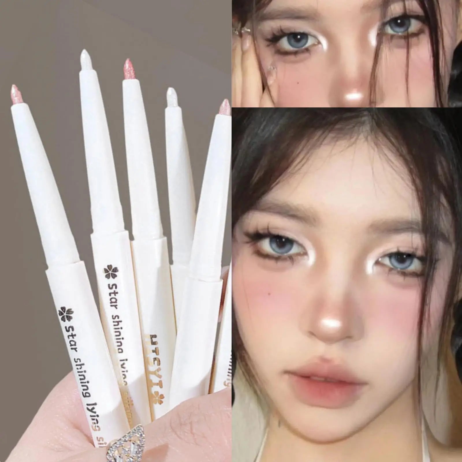 Diamond White Eyelid Highlighter Pen for Brightening Eye Glitter Golden Eyeliner Eyeshadow Stick for Stunning Makeup Results