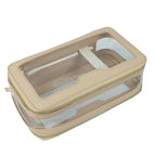 Custom Letters Saffiano Leather Cosmetic Bag Portable Pvc Capacity Waterproof travel  Multi-function Double layer Storage Bag