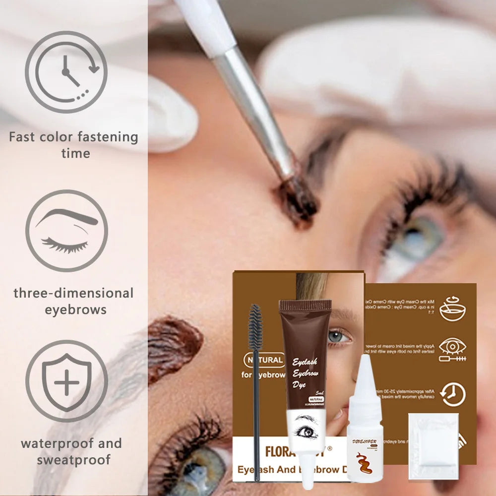 Eyelash Eyebrow Tint Kit Professional Eye Lash Brow Dye Waterproof Long Lasting Eyes Makeup Tools Black Brown Dye Eyebrow Gel