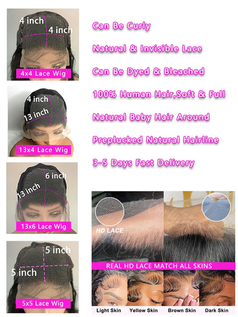 Reddish Brown 13x6 Lace Frontal Wig Brazilian Colored 13x4 Body Wave Human Hair Wigs Hd Transparent 4x4 5x5 Closure Wig 40 Inch