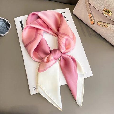 60Colors Luxury Scarf Women 70*70Cm Silk Feel Square Hair Wrapping Foulard Satin Shawl Big Size Head Bandana Hijab Handkerchief