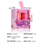 2PCS Jelly Lip&Cheek Tint Set 2 in1 Blush Lip Gloss Stick Hydrating Long-Lasting Refreshing Face Contouring Cream Stick