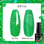 MEET ACROSS 7ml Red Blue Green Metallic Gel Nail Polish Super Bright Mirror Effect Semi Permanent LED UV Gel Nail Art Varnish