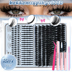 Eyelash Extension Kit Spiky Lashes Extension Thick Individual Cluster Lashes with Spikes&Bottom Lashes Bond And Seal Makeup