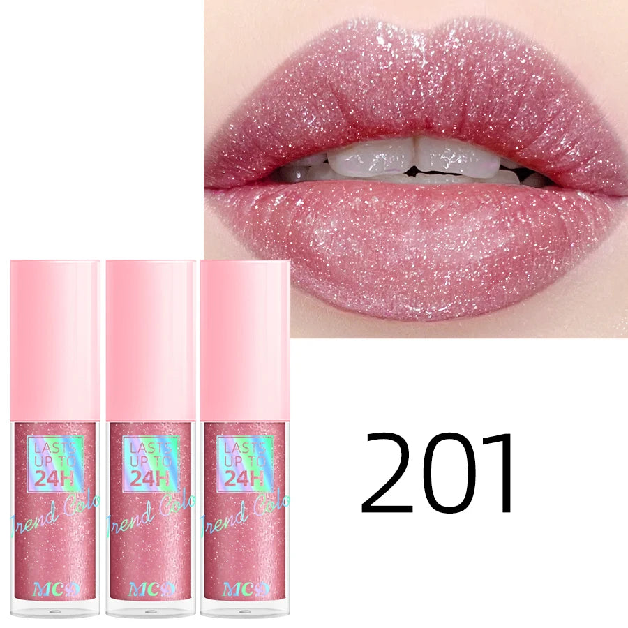 18 Colors Glitter 1pcs Lip Glaze Long Lasting Lip Gloss Waterproof Liquid Lipstick Makeup Lip Oil Lip Tint Moisturizing Lip Balm