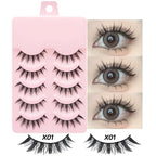 DINGSEN 5 Pairs Manga Lashes Eyes Lashes Soft Natural Long Eyelashes Fake Lashes Anime Wispy Strip False Eyelashes Makeup