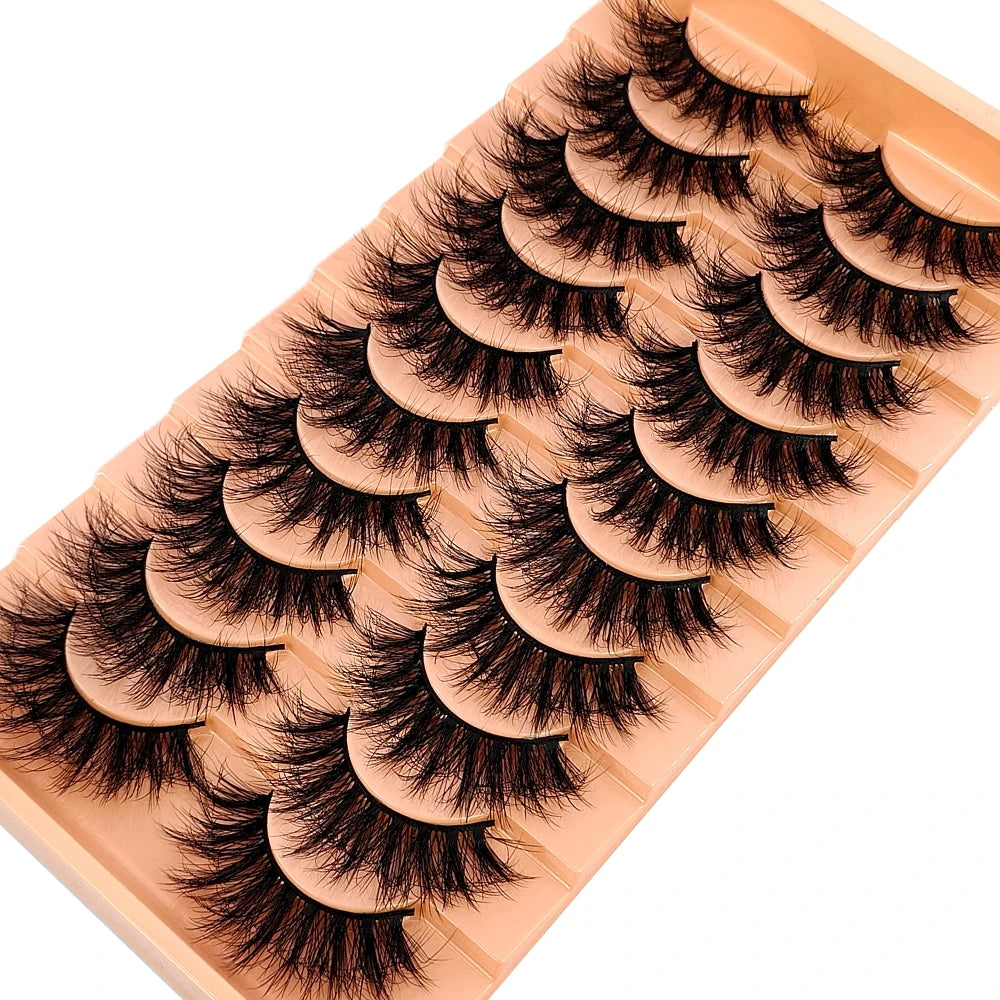 10 pairs of Russian striped eyelashes fluffy artificial mink eyelashes 3D fake eyelashes Russian curly eyelashes fake eyelashes