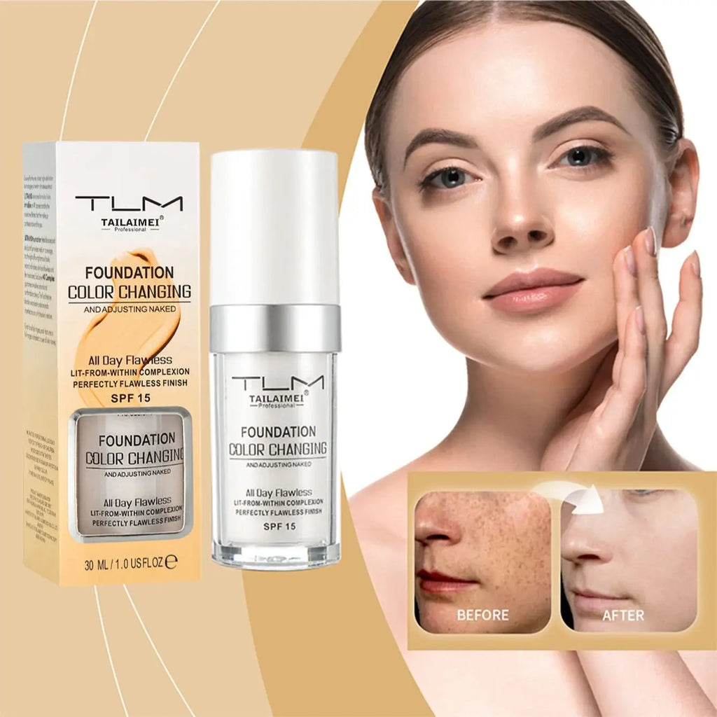 Warm Change liquid foundation sunscreen lasting oil control easy to apply makeup waterproof portable