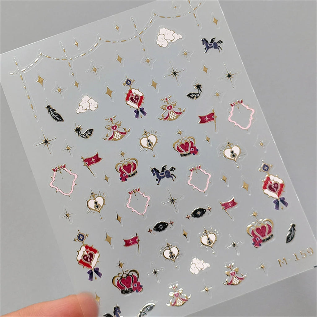 1PC 5D Korean Bronzing Nail Stickers Japanese Gold Silver Star Moon Luxury DIY Nail Art Decoration Decals Manicure Accessories