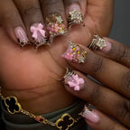 24pcs Short Duck Shaped False Nails Y2k Punk Style Rose Pink Black French Tips Press On Nail Diamond Star Flower Decor Fake Nail