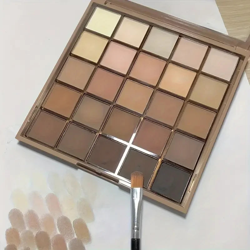 25 color eyeshadow palette - matte and shimmer, high pigmy brown nude, coffee chocolate student party daily stage makeup