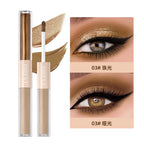QIBEST Double-head Glitter Liquid Eyeshadow Contour Blush Pigment Silkworm Shimmer Matte Natural Cheek Shadow Cream Eyes Makeup