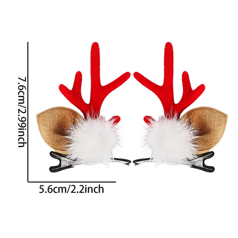 1 Pair Christmas Antler Hair Clips,Christmas Hair Decoration for Children,Deer Ear Headbands,Adult Headwear Hair Accessories