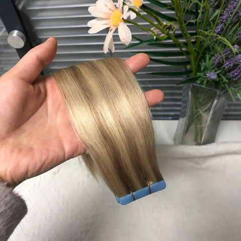 Natural  Tape in Hair Extensions Human Hair Straight Natural Black  Seamless PU Skin Weft Tape Ins Hair Extension 20PCS/Pack