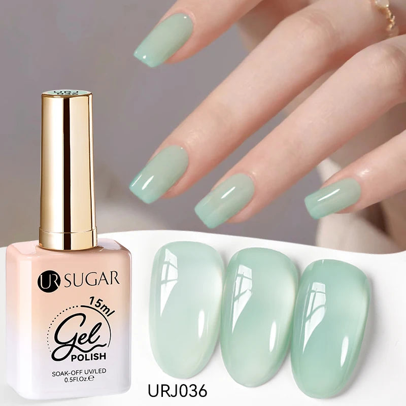 UR SUGAR 15ml Jelly Nude Gel Nail Polish Light Pink Translucent Color Soak Off UV LED Gel Varnish Nail Art DIY Fashion Manicure