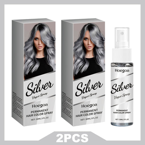 HOEGOA Silver Grey Hair Dye Spray Long-lasting Locking Color Plant Extract Formula Nourishing Roots Hair Care Prevent Dryness