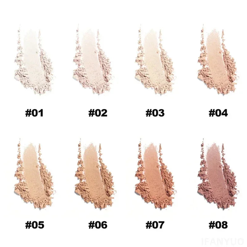 8 Colors Loose Powder Oil Control Waterproof Mineral Face Foundation Cosmetics Long Lasting Makeup Powder Compact Powder Pressed
