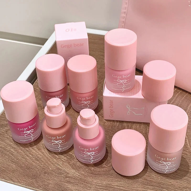 Beauty Soft Light Pink Liquid Blush Lasting Natural Contouring Low Saturated Blusher Waterproof Facial Blush Rouge Korean Makeup
