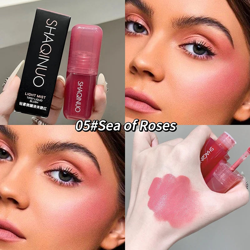 Soft Matte Liquid Blush SHAQINUO Makeup Waterproof Brighten Natural Rouge Peach Pink Violet Jelly Blusher Face Makeup Cosmetics