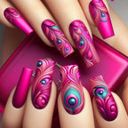 24pcs/set Medium long square fake nails for women starry sky gradient black blue purple moon star design press on false nails